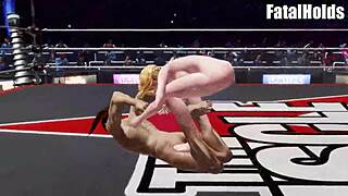 Tina Armstrong pins Ryu Hay nude in DOA6 mixed wrestling frenzy!