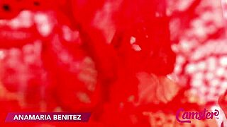 redhead anamaria benitez camster teases with toys shaved pussy braces barefoot bedroom