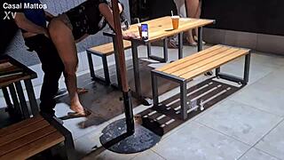 Casual couple risks public orgy fuck in fast food drive thru