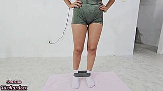 I guided my stepsister's intense workout until she felt completely fulfilled