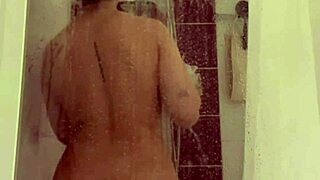 😍 cute teen 18+ steps into shower showing off her tight shaved pussy and pierced nipples close up... so kinky! 🔥