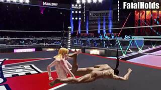 Tina Armstrong pins Ryu Hay nude in DOA6 mixed wrestling frenzy!