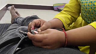 Chubby Indian housewife bent over for creampie cumshot after mask