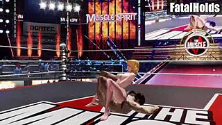 Tina Armstrong pins Ryu Hay nude in DOA6 mixed wrestling frenzy!