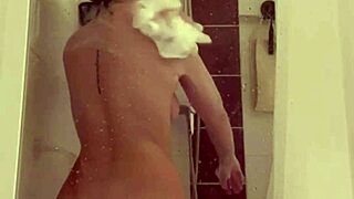 😍 cute teen 18+ steps into shower showing off her tight shaved pussy and pierced nipples close up... so kinky! 🔥