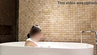 soaking in the tub at a fancy hotel suite