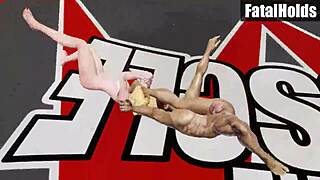 Tina Armstrong pins Ryu Hay nude in DOA6 mixed wrestling frenzy!