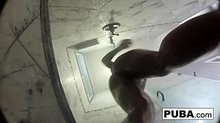 abigail shaves smooth pussy in steamy shower then fingers wet slit