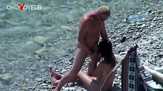 beach slut wife flashes tits blows cock and bends for public doggy pounding