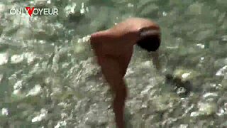 beach slut wife flashes tits blows cock and bends for public doggy pounding