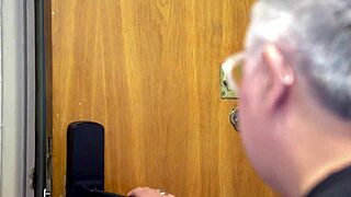 blonde delivery girl gets anal creampie assfucking and rough face fucking while neighbor thinks partner's gay