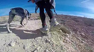 couple sneaks public blowjob cumshot deep in cave