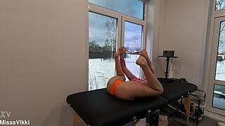 Misssvikki's sheer yoga teases flexible feet deep