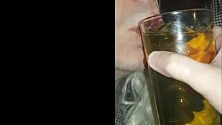 Girlfriend Forces Blindfolded Crossdresser Swallow Own Pee