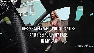 oh god she's soaking her panties desperate piss on my face in car