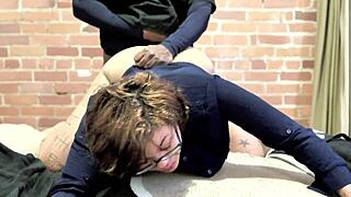 former ghetto gagger returns bent over doggystyle moaning pierced nipples orgasm screaming