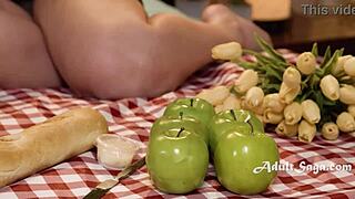 victoria voxxx and lilly bell lick wet pussies during indoor picnic play