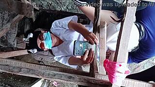 in the construction site company nurse teases laborer before wild licking and deepthroat play