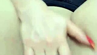 blonde squirts juicy pussy close-up on webcam with red nails orgasm!