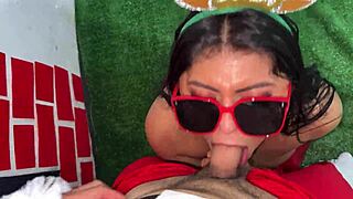 santa unloads huge cum on christmas whore's face