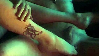 Sexy Sensual Oiled Footjob And Toe Lick For My Goth Stepbrother's Big Natural Tits Fetish