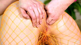 Charlie Forde's Juicy Pussy Drilled by Honey in Yellow Stockings