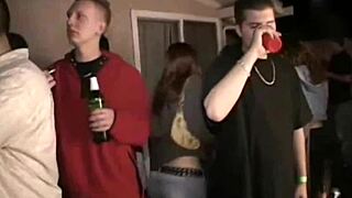 horny frat teens spitroast slut outdoors at party