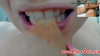 her fat huge natural tits bounce wildly while she masturbates and squirts on webcam