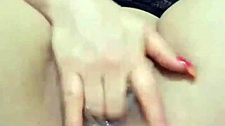 blonde squirts juicy pussy close-up on webcam with red nails orgasm!