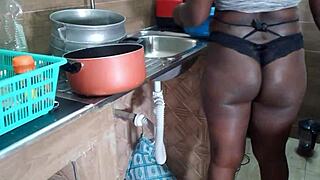 chocolate's shaved pussy exposed in homemade wife video