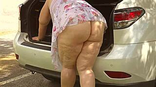 BIG BOOBED BBW MAID FLASHES JUICY FAT ASS PUSSY IN SHOWER CLOSEUP!