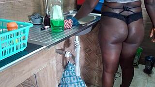 chocolate's shaved pussy exposed in homemade wife video