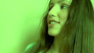 Sweet brunette mommy in fishnets sucks big cock on bed