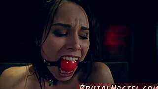 Tears stream as bound teen strips in bathroom, clothes ripped off for brutal domination debut