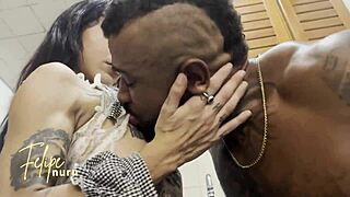 maid diarista cleans rich teen's place with intense bareback interracial blowjob action part one