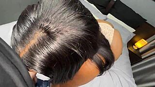 big booty ebony chokes on white cock facial then begs doggystyle backshots cumshot