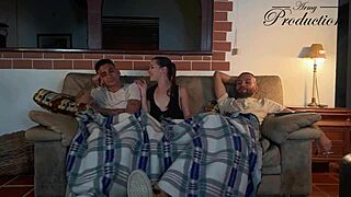 cozy movie night watching flicks with my stepcousins got unexpectedly close