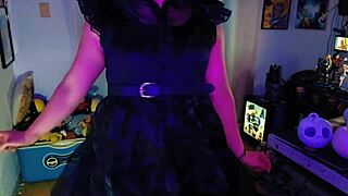 hotwife in merlina costume bends over for lover's big ass doggystyle pounding