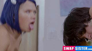 stepsisters slip into sexy cosplay to tempt nerdy stepbros into hardcore 4some