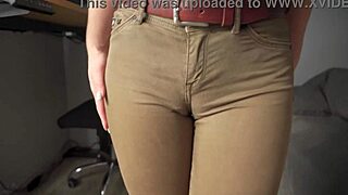 Naughty secretary teases wedgie cameltoe pussy lips