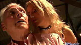 seductive young babe lures horny old man for rough fuck and facial