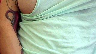 pink haired milf zahra teases pierced nipples before vibrating to intense orgasm