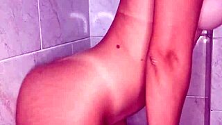 i rub my horny body all over in shower then finger pussy hard before bath