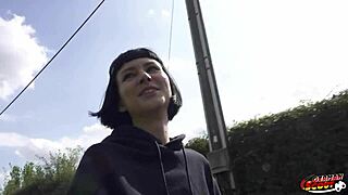 Tall skinny French girl Delfine Dahlia picked up for casting fuck