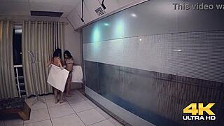 whoa check out this big cock action in the steamy sauna!