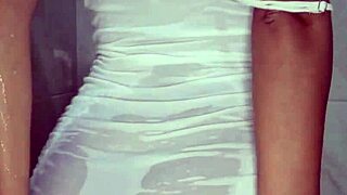 i rub my horny body all over in shower then finger pussy hard before bath