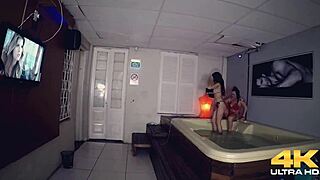 whoa check out this big cock action in the steamy sauna!