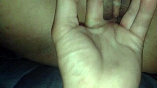 mature woman's shaved pussy drenched by my hot creampie