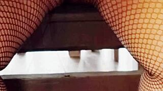 bbw latina mature lifts skirt no panties shaved pussy upskirt bar outdoor