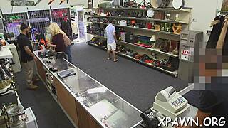 Young shop slut sucks and fucks tight pussy missionary rough